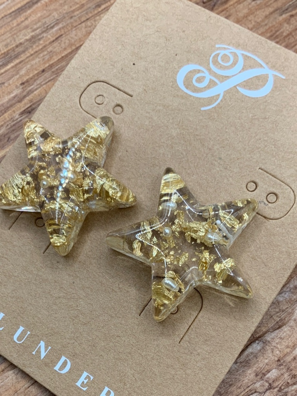 Plunder Design Gold Flake Star Resin Stud Earrings